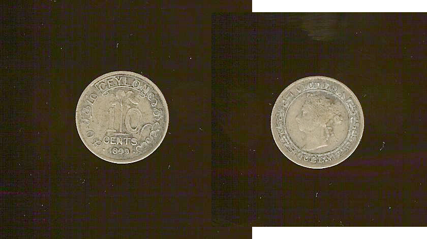 Ceylon 10 cents 1899 F+